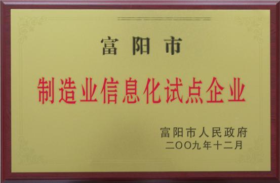 永盛仪表被评为“制造业信息化试点企业”